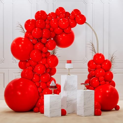 PartyWoo Red Balloons 99 pcs Different Sizes of 36 18 12 10 5 Inch Red Balloon Arch Kit Garland for Birthday Graduation Bachelorette Citizenship Anniversary Cherry Casino Party Decorations Red-Y57 - color: Red-y57