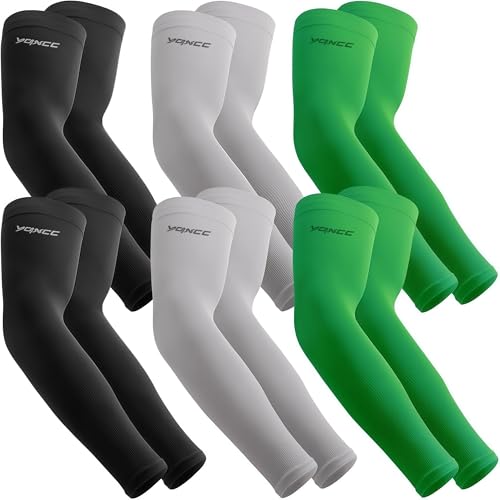 YQXCC 6 Pairs Arm Sleeves UV Sun Protection Sport Compression for Men Women - color: 2 Pairs Black/ 2 Pairs Gray/ 2 Pairs Green