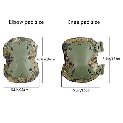 Combat Knee & Elbow Protective Pads Set for Outdoor CS Paintball Game Cycling Safety Skateboarding Gear Skates Knee Protection Guard Pads - color: DW