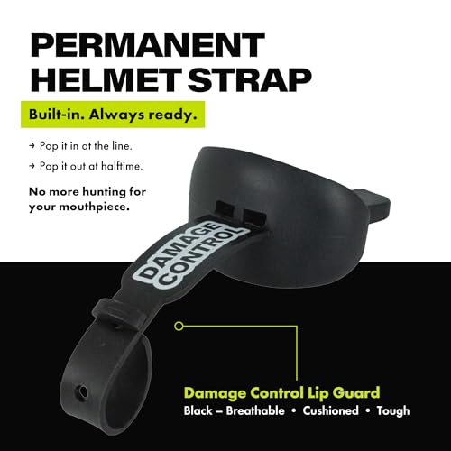 DAMAGE CONTROL Pacifier Football Mouth Guard – Permanent Strap – Black | Youth Football Mouthpiece, No Boiling, Breathable Design, Protects Lips & Teeth, Works with Braces - color: Black