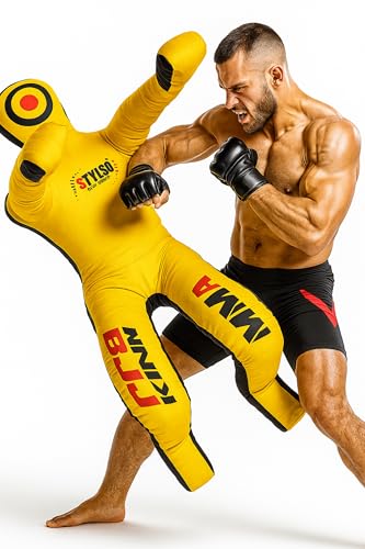 Grappling Dummy for Adults, Unfilled Wrestling Dummy, Hanging Jiu Jitsu Dummy for BJJ, MMA, Judo, Karate, Martial Arts - color: Yellow Sit, 6ft / 72 inches