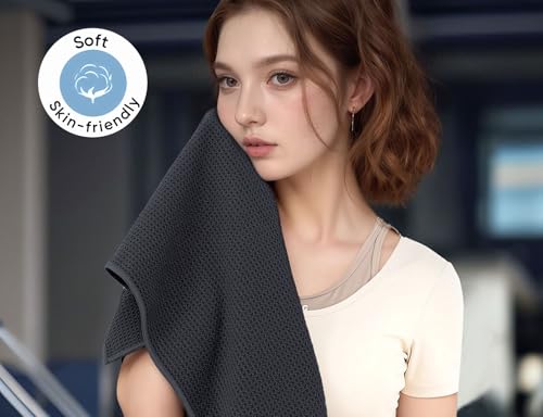 Microfiber Gym Towels 3 Pack, Quick-Drying Yoga Towels for Sport, Workout Equipment, Home and Gym, 16 Inches x 27.5 Inches - color: Black