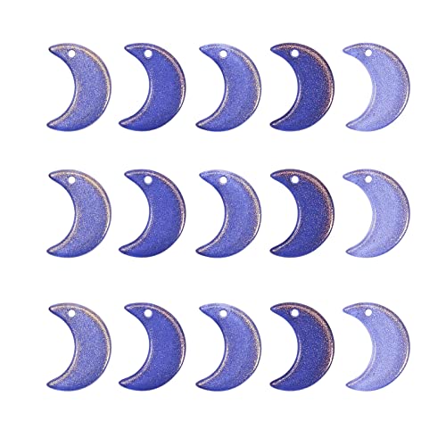 LiQunSweet 100 Pcs Shiny Powder Crystal Glass Moon Crescent Charms Mini Pendants for Bracelet and Necklace Jewelry Making DIY Craft Material - color: Moon Glass Charms_16x11.5mm_Midnight Blue