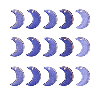 LiQunSweet 100 Pcs Shiny Powder Crystal Glass Moon Crescent Charms Mini Pendants for Bracelet and Necklace Jewelry Making DIY Craft Material - color: Moon Glass Charms_16x11.5mm_Midnight Blue