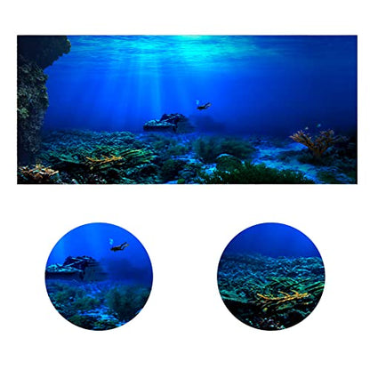 FILFEEL Aquarium Background Fish Decorations Pictures 3D Effect PVC Adhesive Poster Underwater World Backdrop Decoration Paper Cling Decals Sticker (122 x 50cm)