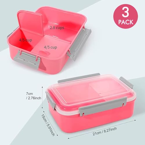 3 Pack Sandwich Container,Reusable Sandwich Containers for Lunch Boxes,Plastic Sandwich Box Tupperware for Kids Adults, Divided Salad Bento Box Food Meal Prep Container for School, Office,Travel, 40oz - color: Sandwich Container