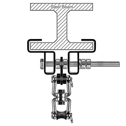 SELEWARE Boxing Punching Bag Hanger, Heavy Bag Hanger Bracket for Heavy Bag Boxing Muay Thai Training Hardware - color: I Beam Clamp with Open Swivel