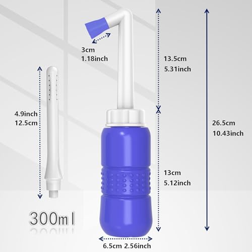 2pcs-Pack Peri Bottle 2IN1 Vaginal Douche- Postpartum and Perineal Care -Portable Hand Held 300ml Travel Bidet Sprayer for Women or Men -Handheld Jet Spray Bottle for Toilet-Portable Bidet-Blue+Pink - size: 2 pcs x 300 ml