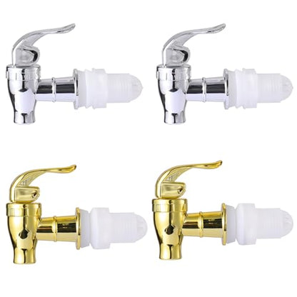 OHOH 4 Pack Spigot for Beverage Dispenser, Plastic Water Spigot Dispenser | BPA-Free Water Jug Spout,Reusable Spigot Spout Water Beverage Lever Pour Dispenser Valve Crock Tap(2 Silver+2 Gold) - color: Silver&Gold
