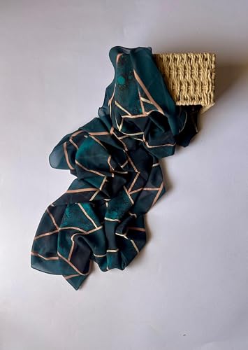 Hijab Modest and Elegant | Beautifully Designed Printed Chiffon Patterns | Muslim Women Head Scarf and Veil - color: Green
