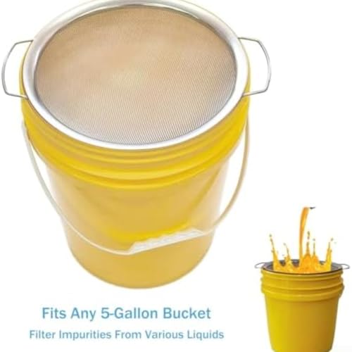 Fine Mesh Stainless Steel Bucket Filter Screen for 5 Gallon Buckets, Suitable for Filtering Paint, Rice, Honey, and Aquarium Cleaning