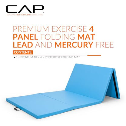 CAP Barbell All Purpose Folding Anti Tear Exercise Training Aerobic Fitness Gym & Gymnastics Balance Mat | Multiple options - color: Blue, style: 10' x 4' x 2.0" Thick