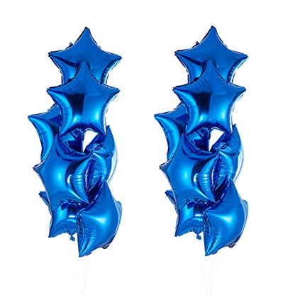 Blue Star 풍선 45.7cm(18인치) 호일 풍선 마일라 헬륨 풍선, 생일 파티 웨딩 베이비 샤워 장식, 20개 팩 - color: 블루.