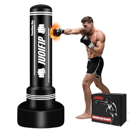 Heavy Punching Bag with Stand Adults Teens,70" Freestanding Boxing Bags Kicking Bag Heavy Bag with Boxing Gloves and Electric Air Pump, Kickboxing Training Equipment Bags Thai Fitness Karate - style: Digital Printing