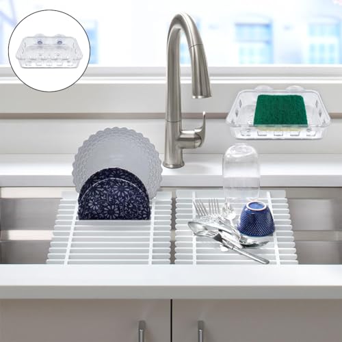 2 Pack Suction Cup Soap Dish Holder Soap Case Clear Acrylic Plastic Wall Mounted Shower Soap Holder Bathroom Kitchen Accessory Securely Holds Bar Soap, Sponge, and Toiletries