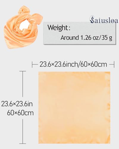 Saiusloa Solid Color Neck Scarf For Women Square Satin Head Scarves headband Bandanas 23.6× 23.6 inches - color: 22- Light Orange