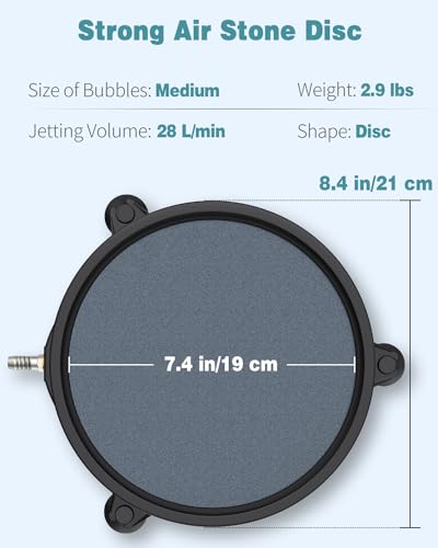 Pawfly Aquarium 8 Inch Large Air Stone Disc Bubble Diffuser Release Tool for Air Pumps Fish Tanks Buckets Ponds DWC Reservoirs and Circulation System - size: 8 inch