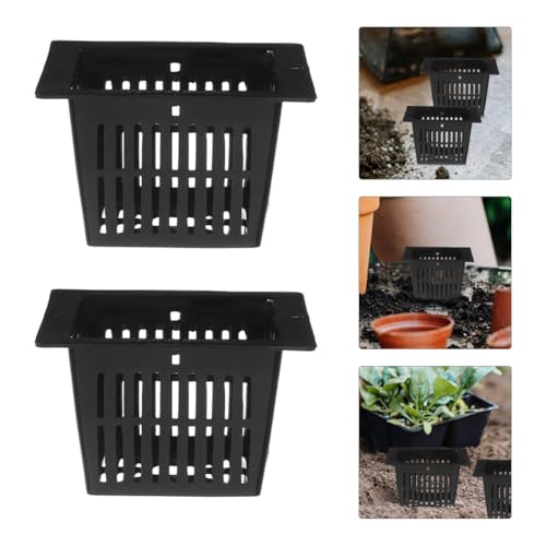 Yardwe 10Pcs Square Planting Baskets 2.24X2.24X1.45In Plastic Aquatic Plant Basket Mesh Pots for Aquarium Hydroponics and Aquaponics Gardening - size: 10PCS