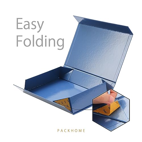 PACKHOME 6 Gift Boxes 11.5x8x2.5 Inches, Sturdy Shirt Boxes with Magnetic Lids for Multiple Occasions (Glossy Blue) - color: 11x7.8x2.3 Inch-Blue-Pack of 6