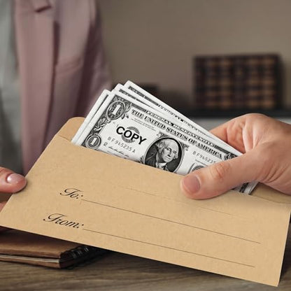Lincia 200 Pcs Money Envelopes for Cash Gifts Brown Leaves Small Kraft Curency Holder 2.9 x 6.5 Inch Cash Envelopes with Elegance Gift Design for Business Wedding Birthday Party Favor Check Gift - color: Brown, style: Leaves