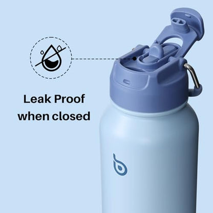 BOTTLE BOTTLE 32oz Insulated Water Bottle with Pill Box | Stainless Steel,Sport Water Bottle, with Straw Dual-use Lid and Pill Box, Design for Gym - color: blue