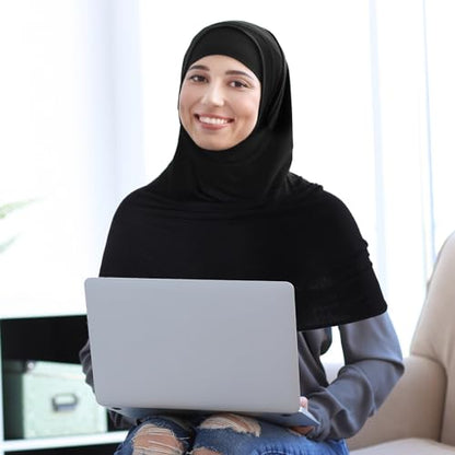 Handepo 2 Pcs Instant Hijab Jersey Hijab for Women Muslim Head Scarf Soft Lightweight Long Stretch Scarf Shawl Wrap - color: Black, White