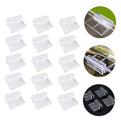 YARNOW 15pcs Fish Tank Support Clips for Glass Covers and Lightweight Aquarium Lid Holders for Stability - size: 5.5X4X1.8CM