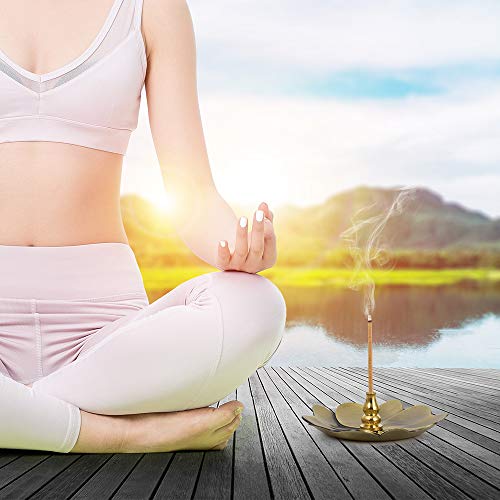 Sakura Flower Incense Holder, 5PCS Bronze Incense Burner Holder with Silk Pouch, Two Styles Drop-Shape, Cylinder Multihole and Gourd-Shape Ash Catcher Yoga Room Bedroom Home Fragrance - color: Gold and Bronze, 5 Pcs