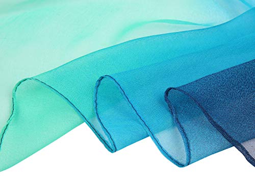 uxcell Women'sChiffon Sheer Long Scarf Silky Gradient Party - color: Blue Green