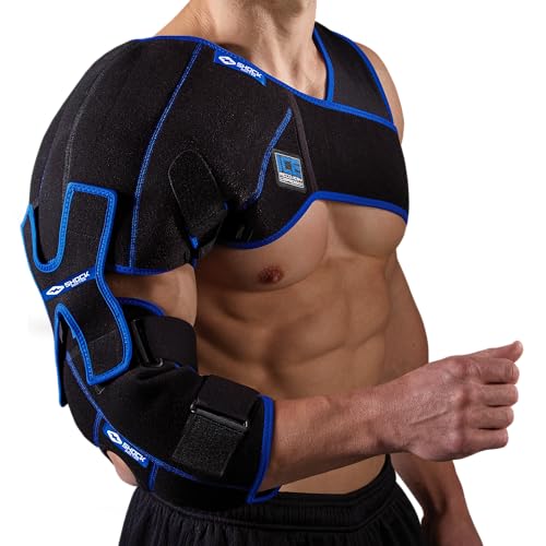 Shock Doctor ICE/Heat Recovery Compression Shoulder & Elbow Wrap Brace, Reusable Gel Ice Packs for Injuries, Hot Cold Therapy - size: Small/Medium