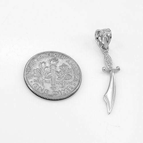 Trendy Necklaces Polished 14k White Gold Scimitar Islamic Charm Pendant