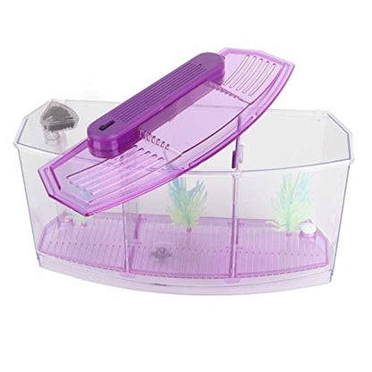 Aquarium Fish LED Acrylic Three Di Breeding Isolation Box for Sm Fishes Bottom of the Change for and Stress Valve (Violet) - color: Violet
