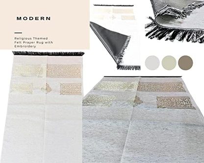 Muslim Prayer Rug, Prayer Mat, Special Turkish Prayer Mats, Prayer Rug for Muslim Man, Women, Kaaba Themed Janamaz for Salat, Namaz, 5 Time Prayers (White) - color: White