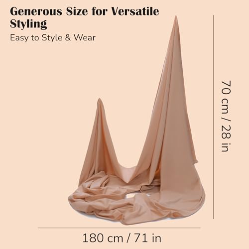 Premium Jersey Hijab Scarves -Turban Head Wraps for Women, Fashion Headbands Long Plain Muslim Shawls - color: Light Beige