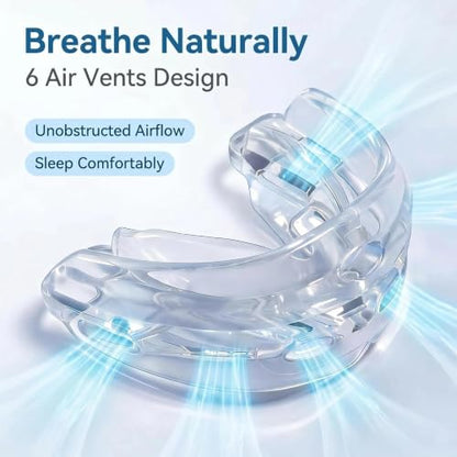 Mouth Guard for Sleep & Sports,No-Boil,3-in-1 | No-Boil 3-in-1 guard for night grinding & sports. Soft silicone,6 air vents, includes case.