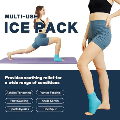 Reusable Foot Ankle Ice Pack Wrap for Injuries, Cold Compression Therapy for Achilles Tendonitis, Plantar Fasciitis, Swelling, Sprained, Pain Relief (Blue) - color: Light Blue