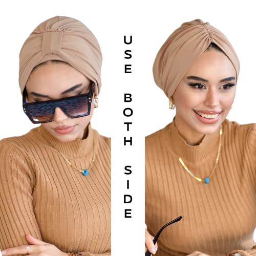 para life Band Turbans for Women, Breathable Instant Turban|Standard Size Stretchable Cotton Sandy|Pre-tied Hijab Cap - color: Navy Blue