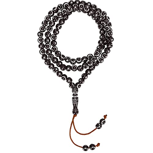 Pssopp Islamic Prayer Beads, Muslim Rosary Beads 99 Grains Resin Gilding Religious Article Islam Prayer Rosary Beads Islamic Necklaces[dark brown] - color: dark brown