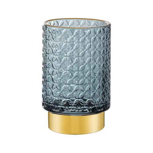 Makeup Brush Holder Organizer,Toothbrush Holders,Desk Pen Pencil Holder,Multifunctional Vintage Glass Brush Cup（A44-7-US） - color: Dark Green
