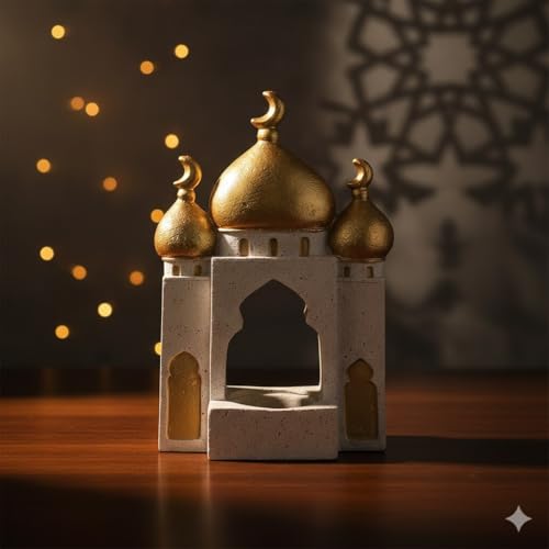 Ramadan Islamic Decor Eid Home Decorations for Home 2026 Gold and White Mosque Tower Islamic Eid Mubarak Decor - style: Eclectic