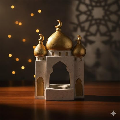 Ramadan Islamic Decor Eid Home Decorations for Home 2026 Gold and White Mosque Tower Islamic Eid Mubarak Decor - style: Eclectic