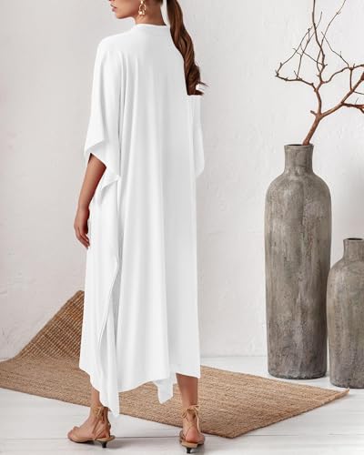 Bsubseach Women Kaftan Dresses Caftan Maxi Dress Swimsuit Cover Up Moomoo - color: B-white
