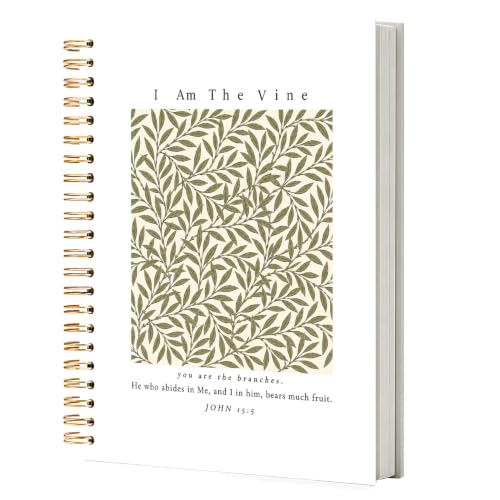 NATSUNO Christian Bible Verse Spiral Notebook Journal 5.5x8.3in - color: White Green Botanical Bible