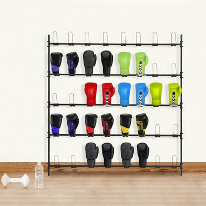 Boxing Glove Storage Rack, 5 Tier Metal Wall-Mounted Boxing Glove Dryer Holds, for Kickboxing, Muay Thai,MMA Training, Gym Home Boxing Training Room Shopping Center, Holds 20 Pairs