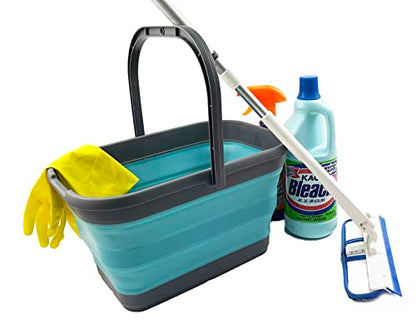 SAMMART 12L (3.1 Gallon) Collapsible Rectangular Handy Bucket/Multiuse Foldable Water Pail for Camping, Fishing (Alloy Grey + Crystal Blue (Set of 2)) - color: Alloy Grey + Crystal Blue (Set of 2)