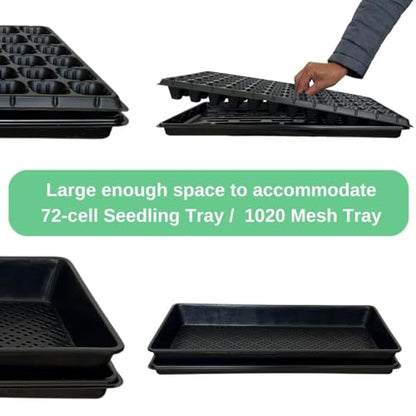 Shallow 1020 Nursery Flat Trays -10 Pack, 1.8" Height, Specialized for Holding 72-Cell Plug Seedling Trays, No Holes, Ideal for Seed Starting and Planting - size: shallow tray 10 pack