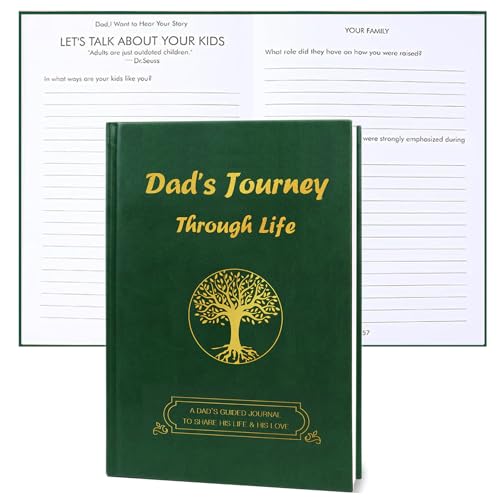 A Father's Guided Journal to Share His Life Memory Keepsake Book,Fathers-Day Birthday Gift for Dad Life Journey Daddy Story Journal,Hear Dad Story,Dark Green - color: Dark Green