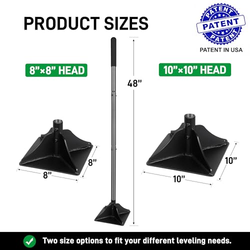 Walensee 10" x 10" Steel Tamper Tool with 48" Handle, Heavy Duty Ground Tamper with Rubber Grip for Leveling Paver Base, Ideal for Dirt Compacting, Gravel and Sand, Driveways and Blacktop Repair - size: 10"×10"