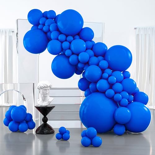 PartyWoo Royal Blue Balloons 127pcs Different Sizes Pack of 36 18 12 10 5 Inch Dark Blue Balloon Arch Kit for Baby Shower Gender Reveal Graduation Under The Sea Birthday Party Decorations Blue-Y5 - color: Blue-y5, size: 127PCS