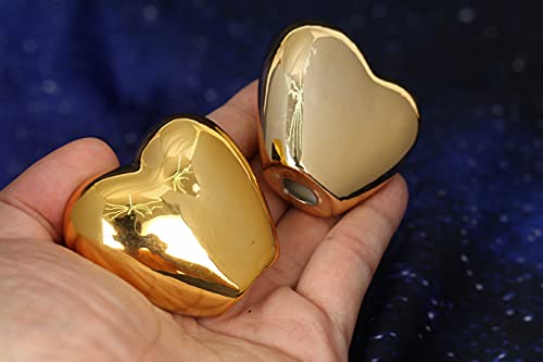 2pcs Gold Small Animal Statue Heart Statue Decor Modern Style Ceramic Gold Heart Animal Figurines Statues for Home Decor Accents Living Room Office Table Bookshelf Desk Bedroom Decorative Objects - size: Heart